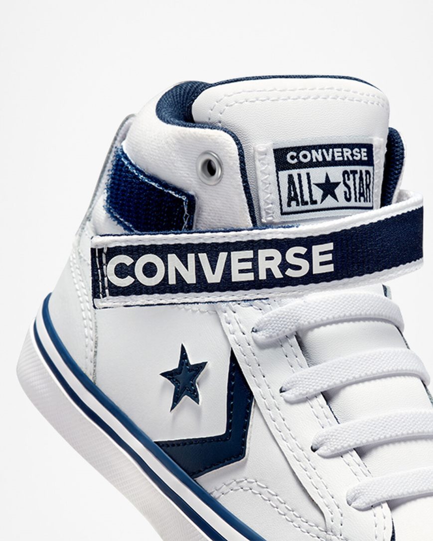 Zapatillas Altas Converse Pro Blaze Strap Easy-On Varsity Club Niño Blancas Azul Marino Blancas | PE 58W240